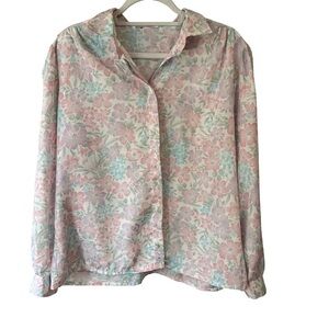 Source Unknown Vintage Pastel Floral Button-Down Shirt Size XL Cottagecore
